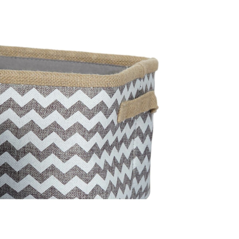 Set de basket DKD Home Decor Blanc Gris Jute Zigzag Boho 36 x 31 x 20 cm 3 Pièces