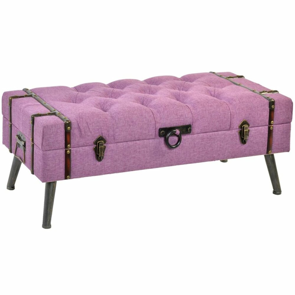 Bench DKD Home Decor   Metal Polyester Fuchsia MDF Wood (102 x 42 x 40,5 cm)