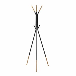 Hat stand DKD Home Decor Black Natural Steel Plastic Loft 65 x 65 x 179 cm