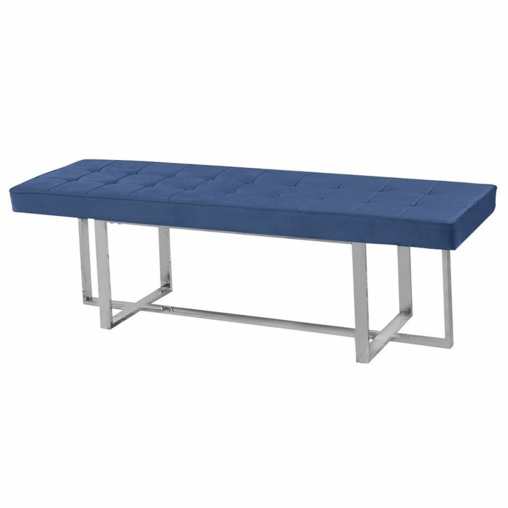 Banquette DKD Home Decor Bleu Polyester Acier (150 x 45 x 45 cm)