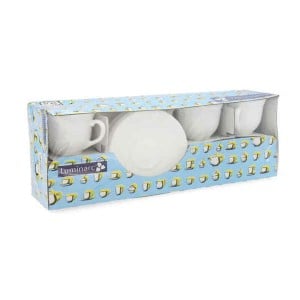 Lot de tasses avec soucoupes Luminarc Trianon (6 pcs) Blanc verre 220 ml (12 Pièces)