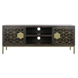 TV furniture DKD Home Decor 140 x 40 x 55 cm Black Metal Acacia