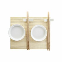 Sushi-Set DKD Home Decor Bambus Kunststoff Steingut Weiß natürlich Orientalisch 28,8 x 19,8 x 3 cm (7 Stücke) (28,8 x 19,8 x 3 c