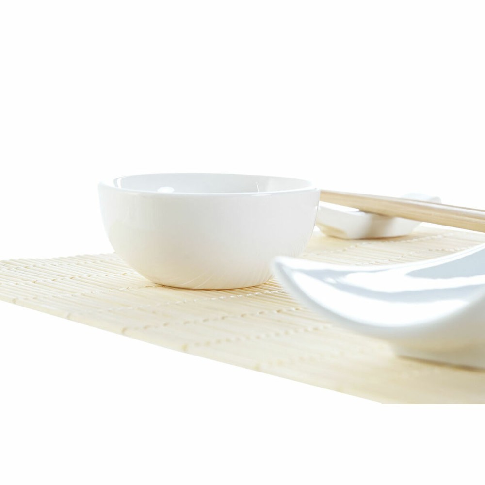 Set de sushi DKD Home Decor Bambou Grès Blanc Naturel Oriental 28,5 x 19,5 x 3,3 cm (9 Pièces) (28,5 x 19,5 x 3,3 cm)