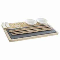 Set de sushi DKD Home Decor PC-186227 Blanc Noir Naturel Bambou Ardoise Moderne Oriental 28,5 x 18,5 x 2,6 cm (9 Pièces) (28,5 x