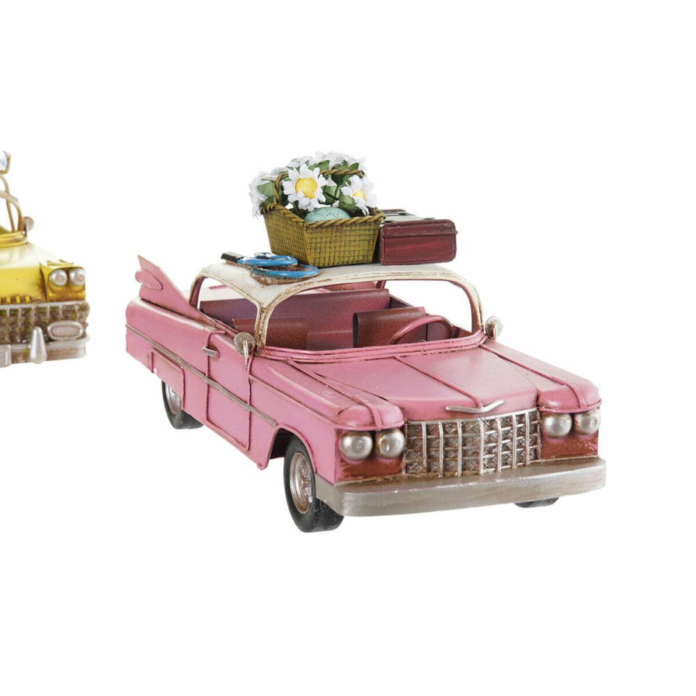 Figurine Décorative DKD Home Decor Jaune Bleu Vert Rose Voiture Vintage 25,8 x 10,5 x 9,5 cm (4 Unités) (4 Pièces)