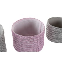 Set de basket DKD Home Decor Gris Rose polypropylène 27 x 27 x 17 cm