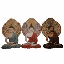 Wanddekoration DKD Home Decor 20 x 4 x 30,3 cm Rot Blau Gold Buddha Orientalisch (3 Stücke)