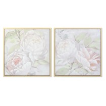 Painting DKD Home Decor 80 x 4 x 80 cm Flowers Shabby Chic (2 Units)