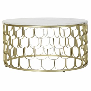 Table d'appoint DKD Home Decor 81 x 81 x 42 cm Doré Blanc Plastique Marbre Fer