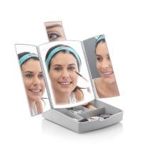 Miroir LED Pliable avec Organisateur de Maquillage 3-en-1 Panomir InnovaGoods