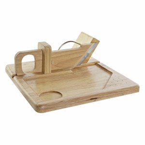 Cutter DKD Home Decor 29 x 29 x 10 cm Bois d'hévéa Acier inoxydable