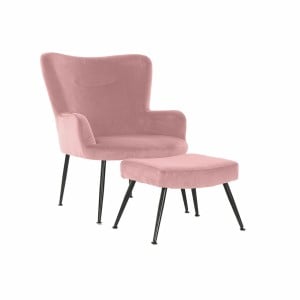 Sessel DKD Home Decor S3023869 Schwarz Rosa Metall Kunststoff Samt Moderne 70 x 60 x 84 cm