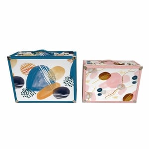 Set of decorative boxes DKD Home Decor Abstract Wood Polyester (43 x 19 x 34 cm) (2 pcs)