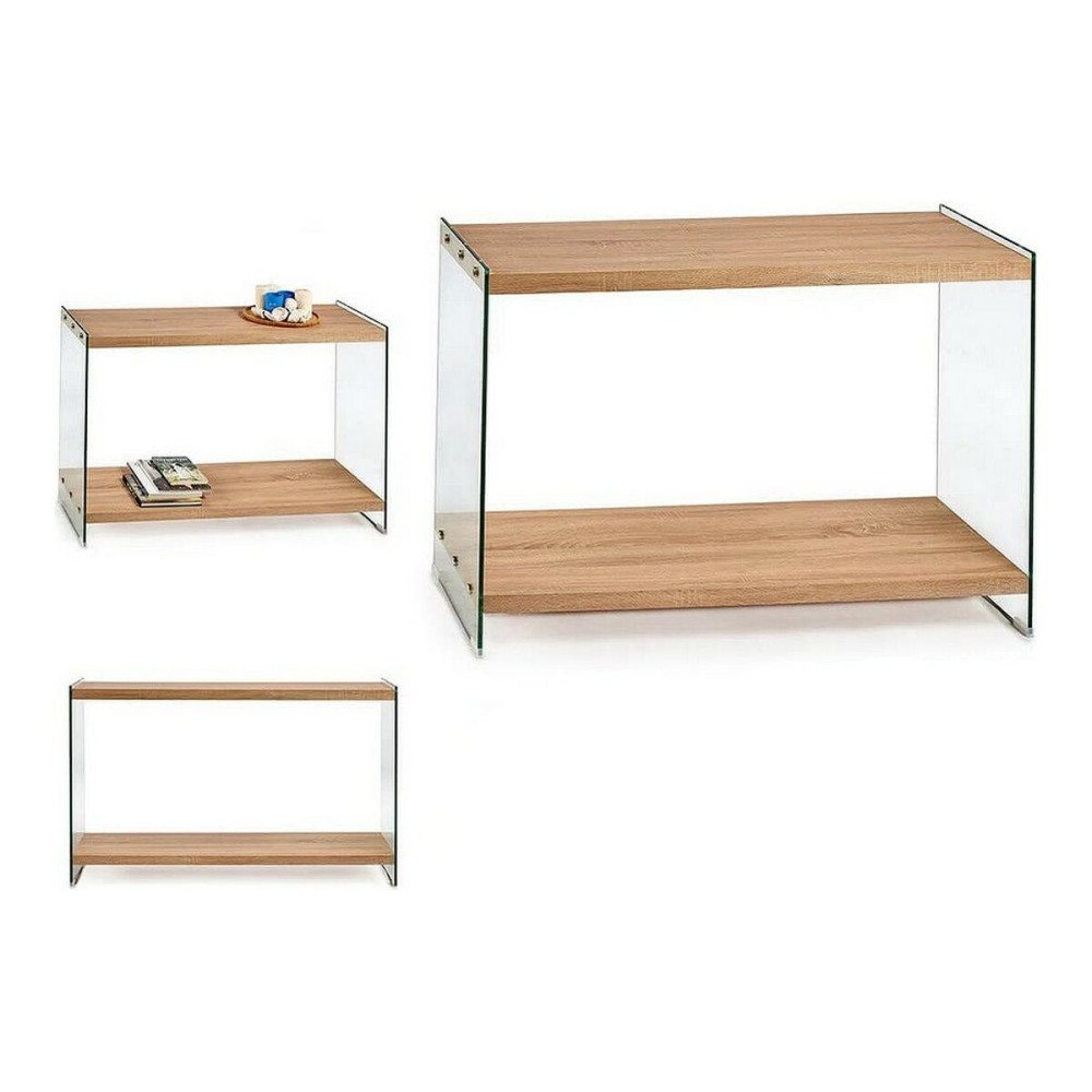 Meuble d'Entrée Marron Transparent verre Bois MDF 40 x 76 x 120 cm