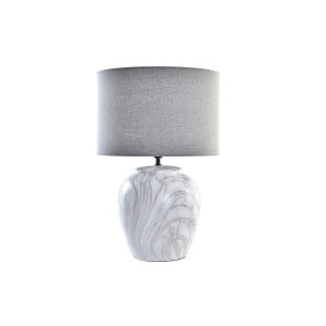 Lampe de bureau DKD Home Decor Toile Céramique Gris Blanc (38 x 38 x 58 cm)