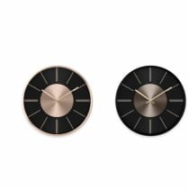 Wall Clock DKD Home Decor Black Copper Silver Aluminium Plastic Modern 30 x 4 x 30 cm (2 Units)