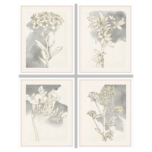 Painting DKD Home Decor 55 x 2,5 x 70 cm Flowers Romantic (4 Pieces)