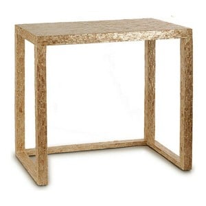 Table Meuble d'Entrée Beige Blanc Doré Nacre noire Contre-plaqué 30,5 x 78 x 90,5 cm