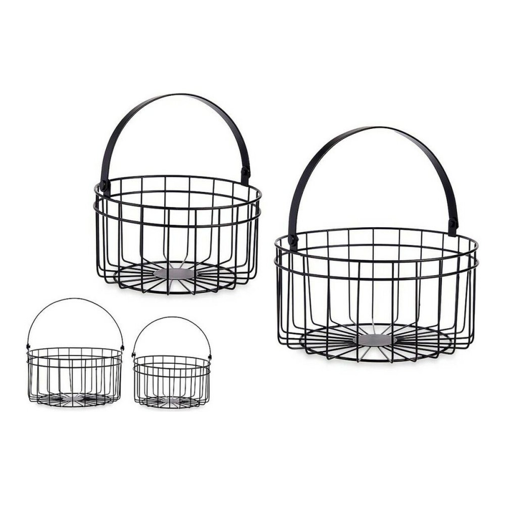 Basket Black Metal 25 x 27 x 25 cm (2 pcs)