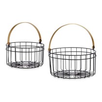 Panier Noir Doré Métal 25 x 27 x 25 cm (2 pcs)