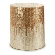 Hocker Gold Silberfarben Weiß Beige Perlmutt Spanplatte