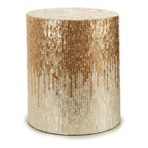 Hocker Gold Silberfarben Weiß Beige Perlmutt Spanplatte