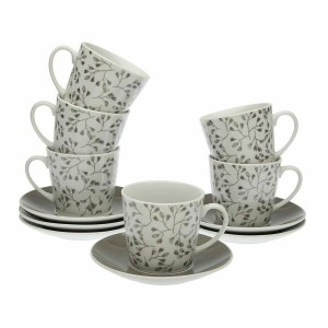 Lot de tasses avec soucoupes Versa Oxford Porcelaine 9 x 14 x 14 cm 10,5 x 8 x 6 cm 14 x 14 x 2 cm (12 pcs)