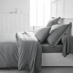 Fitted bottom sheet TODAY Essential Light grey 140 x 200 cm Grey