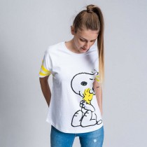 Damen Kurzarm-T-Shirt Snoopy Weiß