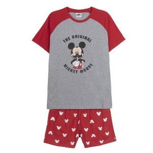 Pyjama D'Été Mickey Mouse Rouge (Adultes) Homme Gris