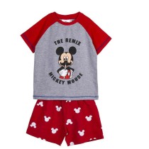 Pyjama D'Été Mickey Mouse Rouge Gris