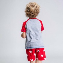 Pyjama D'Été Mickey Mouse Rouge Gris