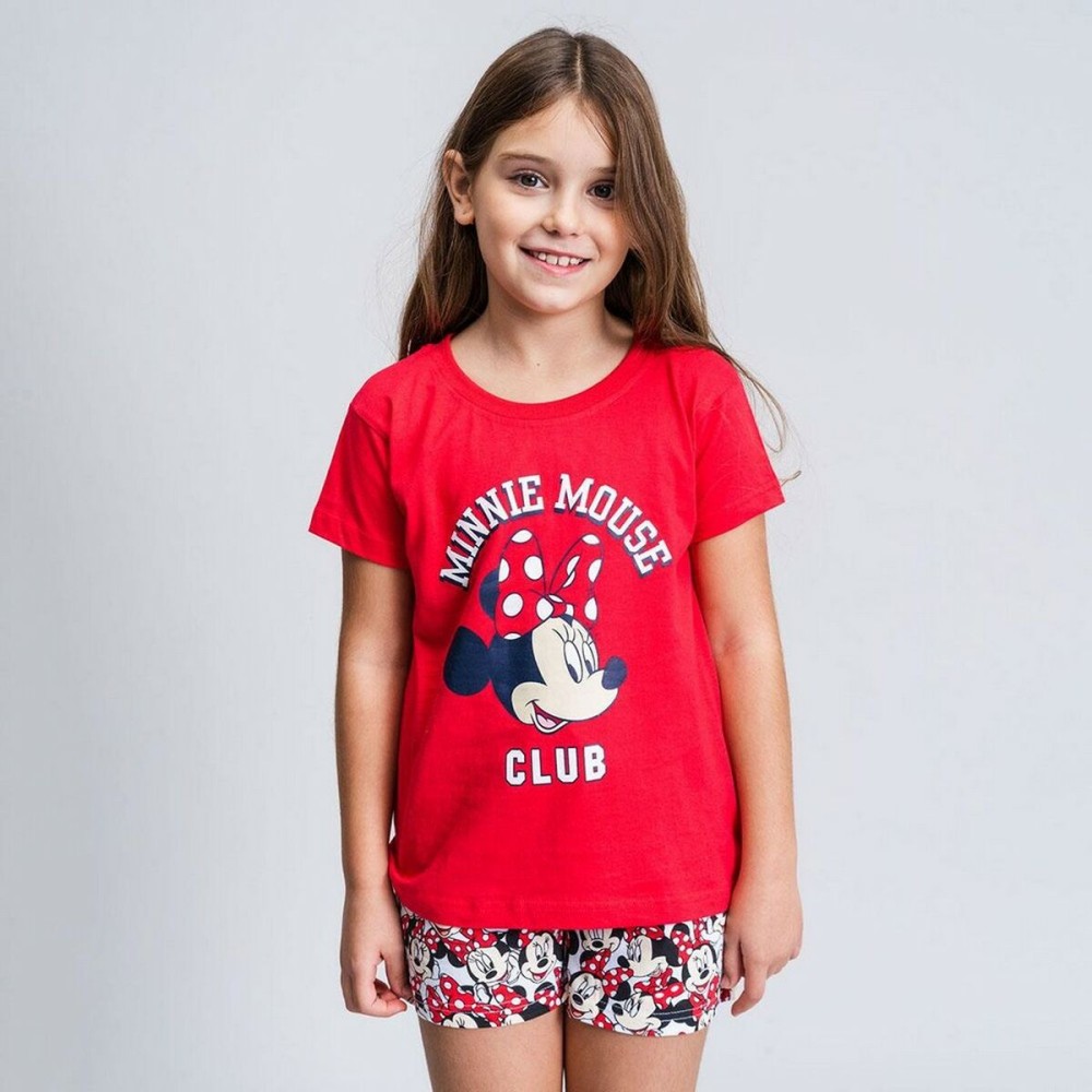 Sommer-Schlafanzug Minnie Mouse Rot