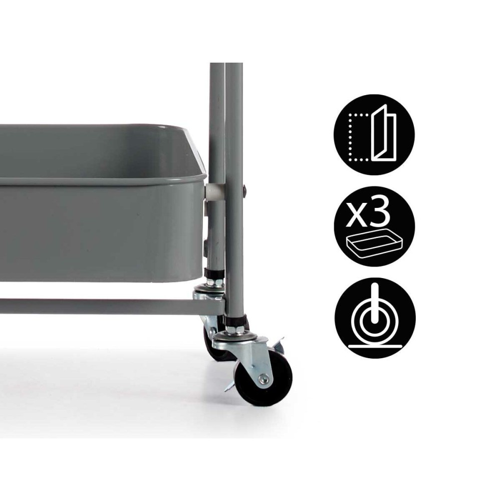 Chariot à légumes Kinvara B1148I-TJ Gris Acier Plastique 29,5 x 78,5 x 45,5 cm