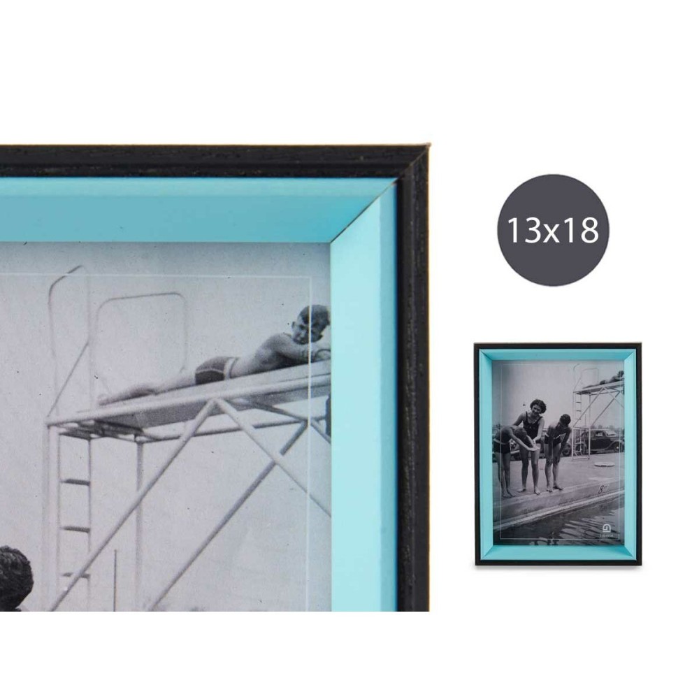 Photo frame Black Blue Crystal 3 x 20 x 15 cm MDF Wood