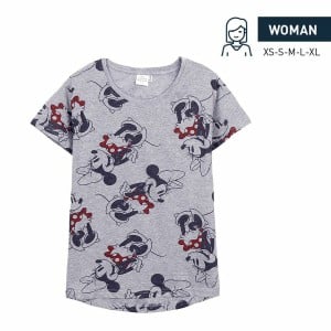 Damen Kurzarm-T-Shirt Minnie Mouse Grau