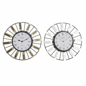 Wanduhr DKD Home Decor 40 x 6,4 x 40 cm Kristall Silberfarben Gold Eisen (2 Stück)