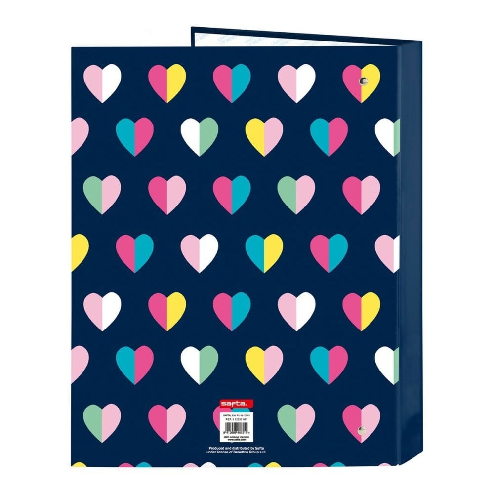 Ringbuch Benetton Corazones Marineblau A4 (26.5 x 33 x 4 cm) (25 mm)