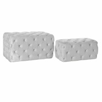Banquette DKD Home Decor Gris Polyester Velours Bois MDF (88 x 53 x 48 cm)