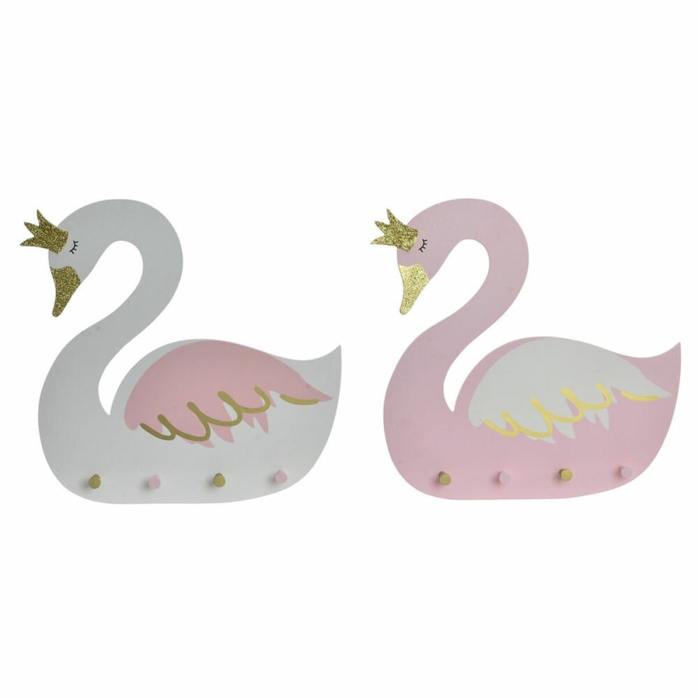 Portemanteau DKD Home Decor Bois Enfant Cygne 40 x 4 x 38,5 cm (2 Unités)