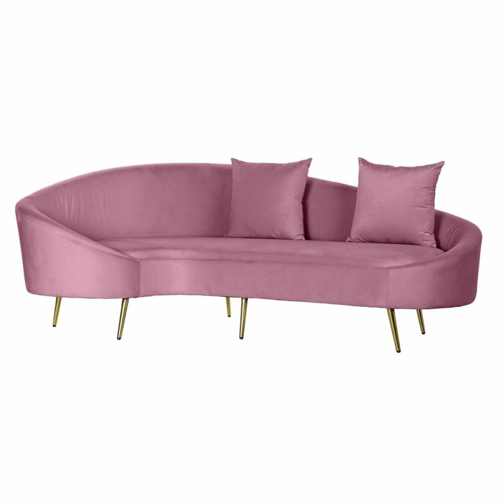 Canapé DKD Home Decor Rose Doré Métal Polyester (210 x 120 x 84 cm)