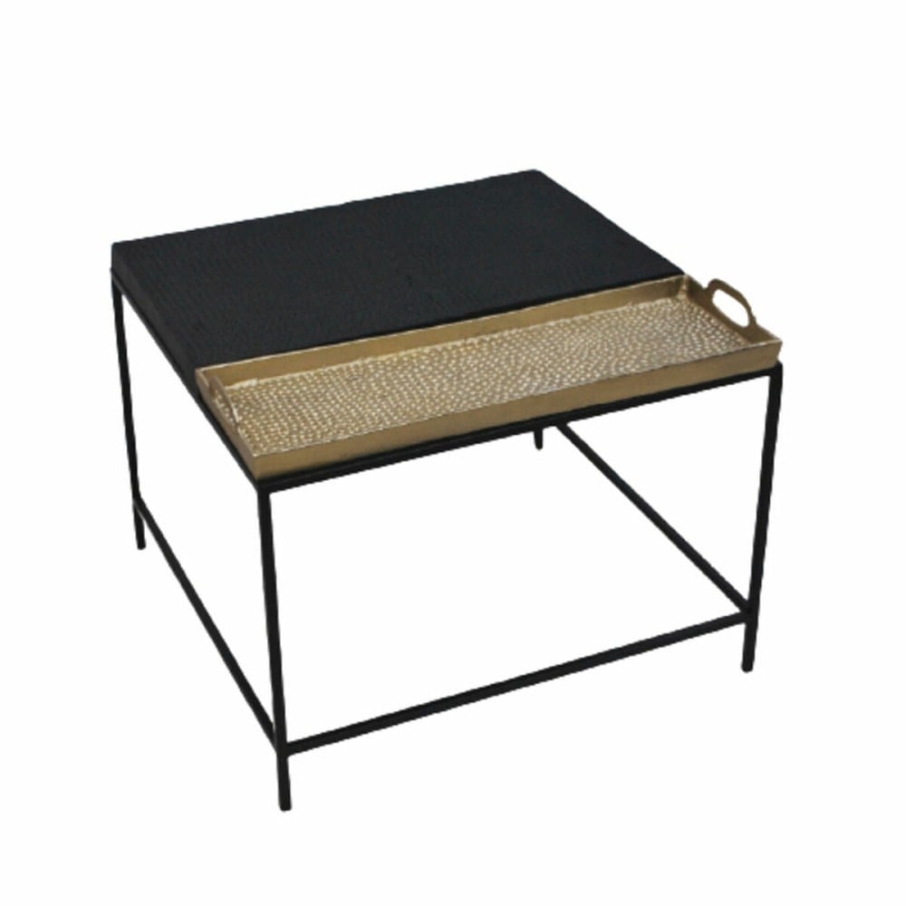 Table d'appoint DKD Home Decor 61 x 61 x 49 cm Noir Doré Acier Aluminium