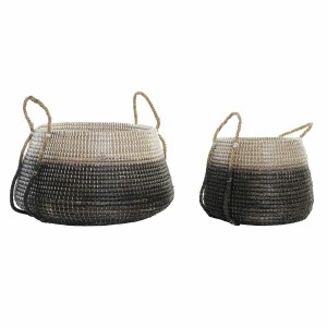 Set de basket DKD Home Decor Naturel Gris Herbier marin (52 x 52 x 44 cm) (2 pcs)