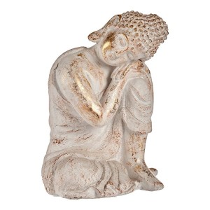 Dekorative Gartenfigur Ibergarden CC20446 Weiß Gold Polyesterharz 28,5 x 43,5 x 37 cm Buddha