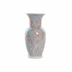 Vase DKD Home Decor 13 x 13 x 31 cm Porcelain Blue Orange Oriental