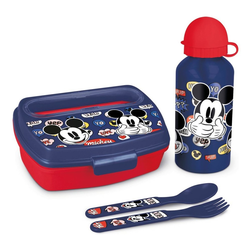 Ensemble Vaisselle pour Enfants Mickey Mouse Happy smiles 21 x 18 x 7 cm Rouge Bleu