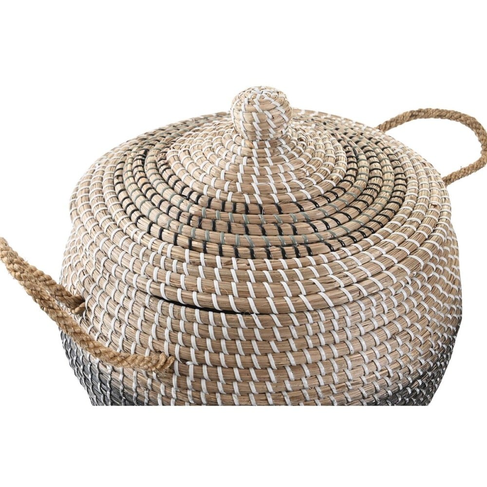 Set de basket DKD Home Decor Gris Naturel Bicolore Herbier marin Boho 41 x 41 x 33 cm (2 Unités)