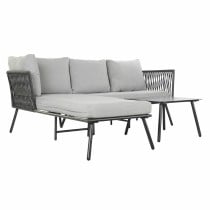 Canapé de jardin DKD Home Decor Noir Métal Aluminium Corde 30 x 40 cm 192 x 163 x 86 cm  