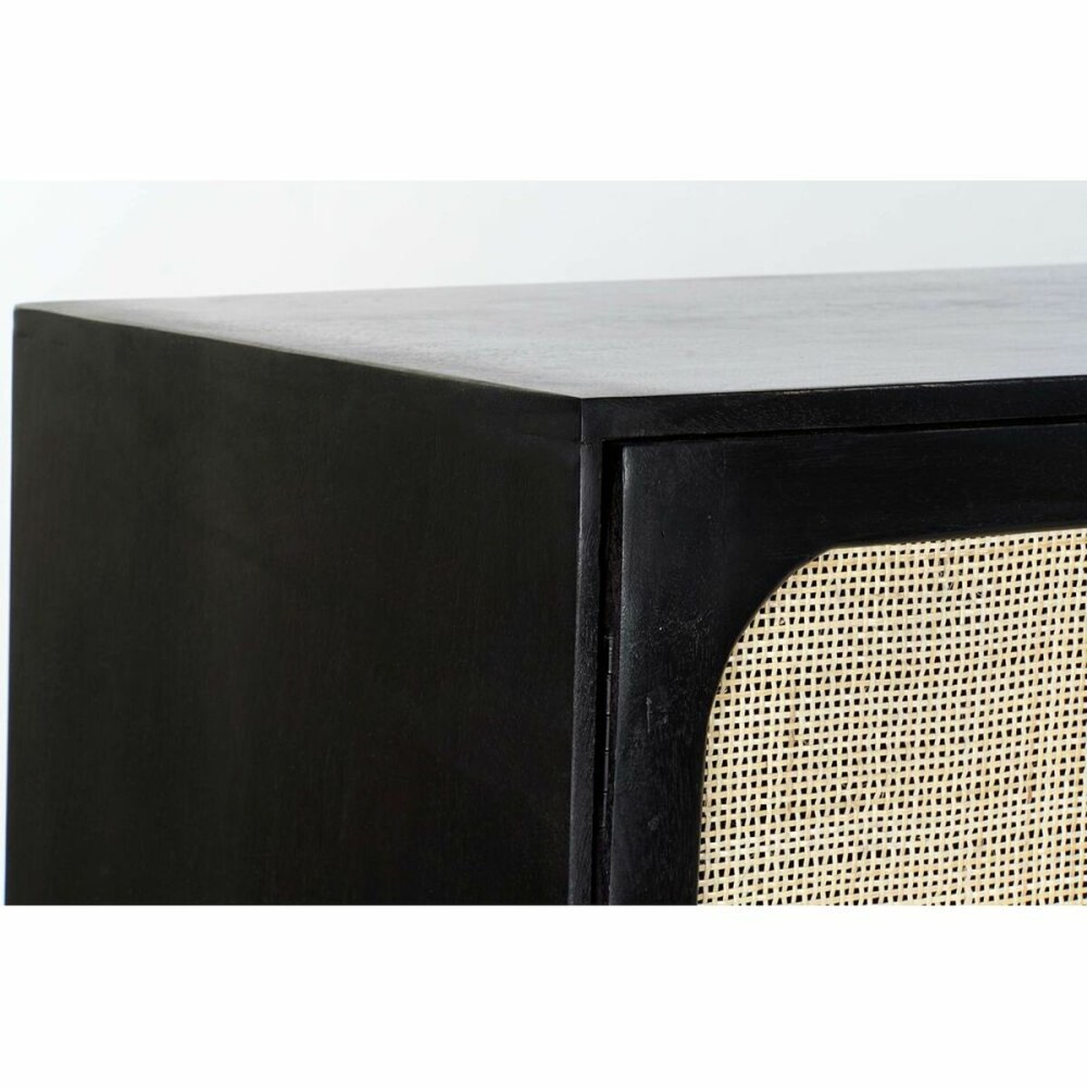 Sideboard DKD Home Decor Black Golden Natural Rattan Mango wood 150 x 40 x 78 cm